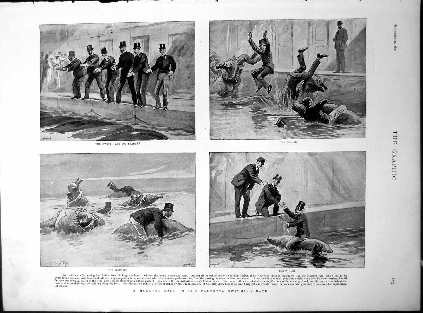 Old Mussuck Race Calcutta Swimming Bath Sir E Inglefield Samoa War 1894 19th