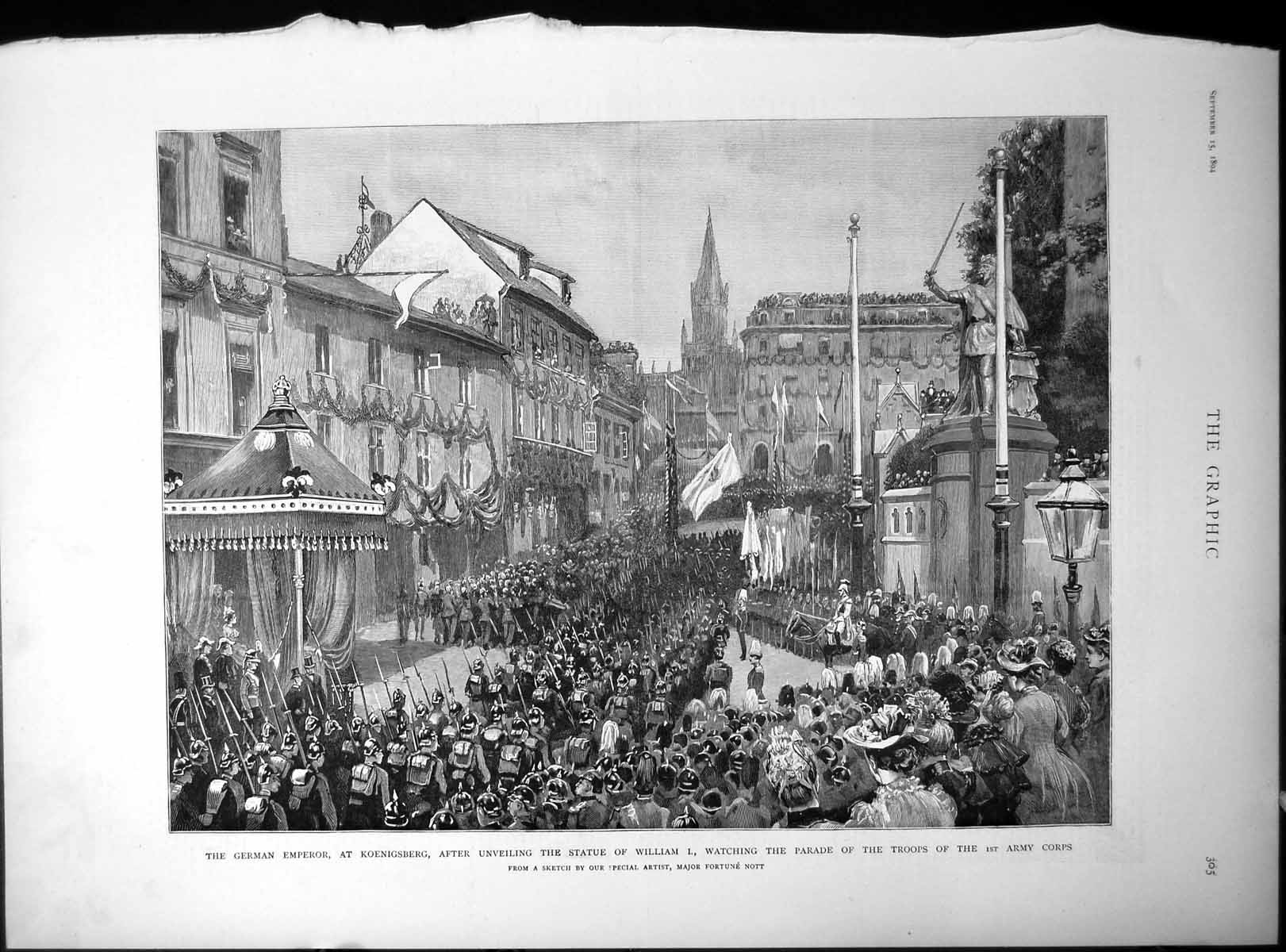Antique Print German Emperor Statue William I Isabelle Comtesse Paris 1894
