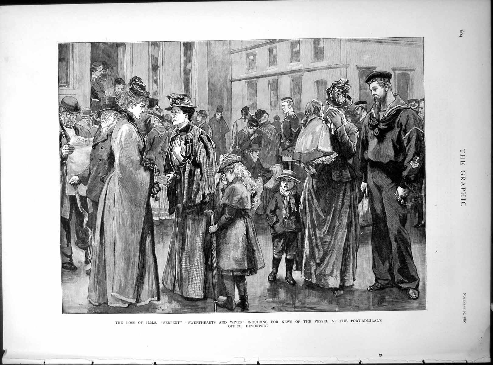 Old Print Loss Hms Serpent Waiting News Lord Windsor Lord Ardilaun 1890 19th