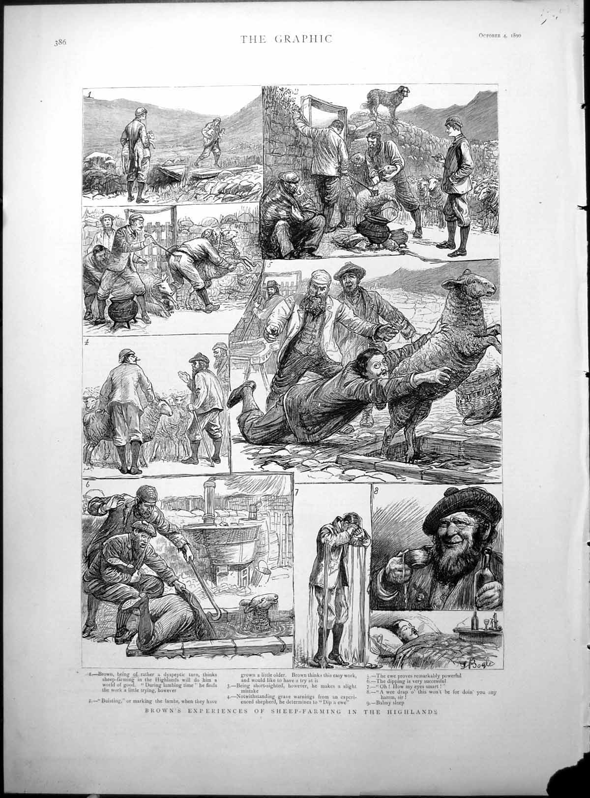 Print Sheep Farming Highlands Map British East African Railway Lion Cub 1890