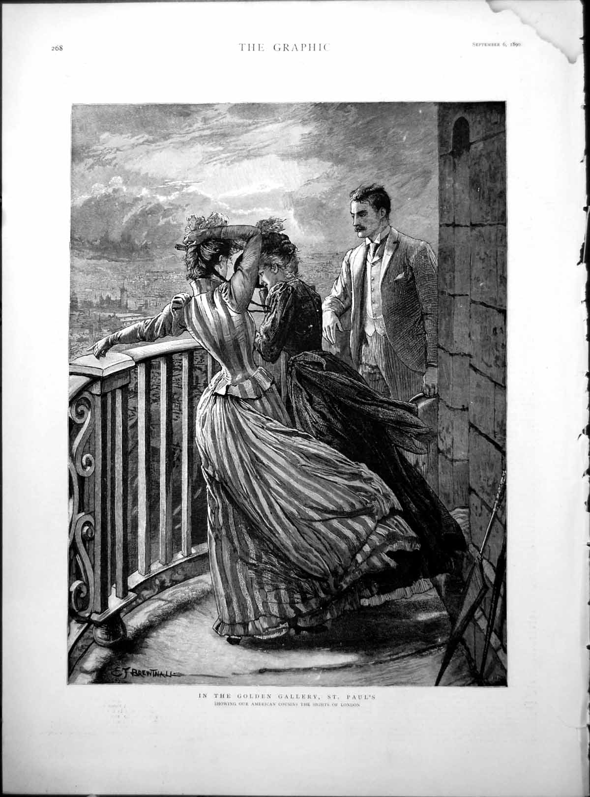 Antique Print Gen Gallery St Pauls E Brewtnall Bridge Hampton Court 1890 19th