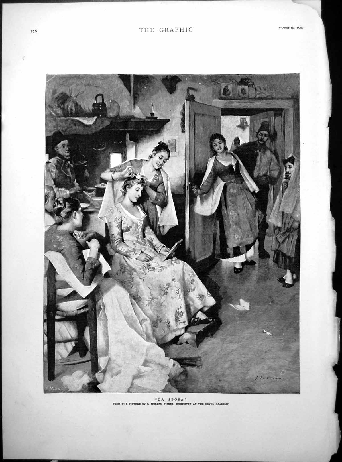 Antique Print La Sposa S Melton Fisher Royal Engineers Driver Sapper 1890 19th
