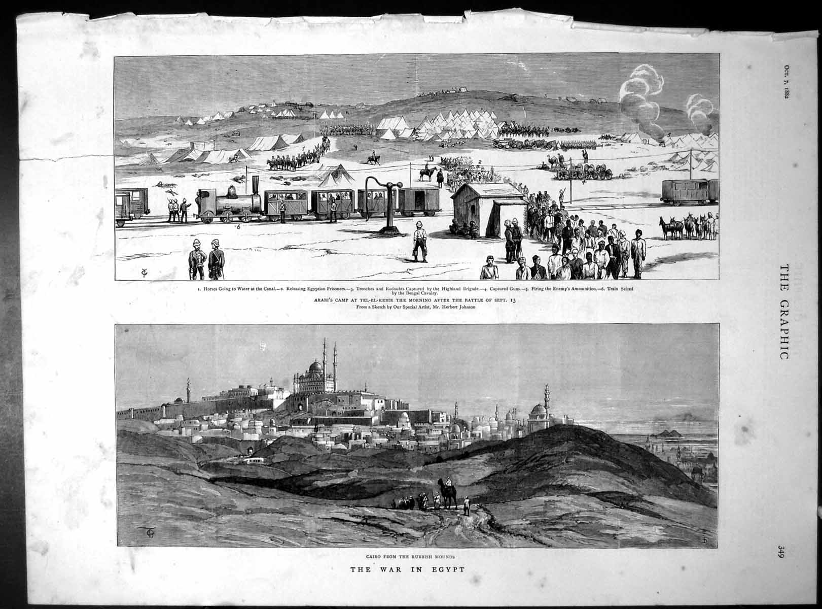 Antique Print War Egypt Arabis Camp Tel El Kebir Prison Writing Home 1882 19th
