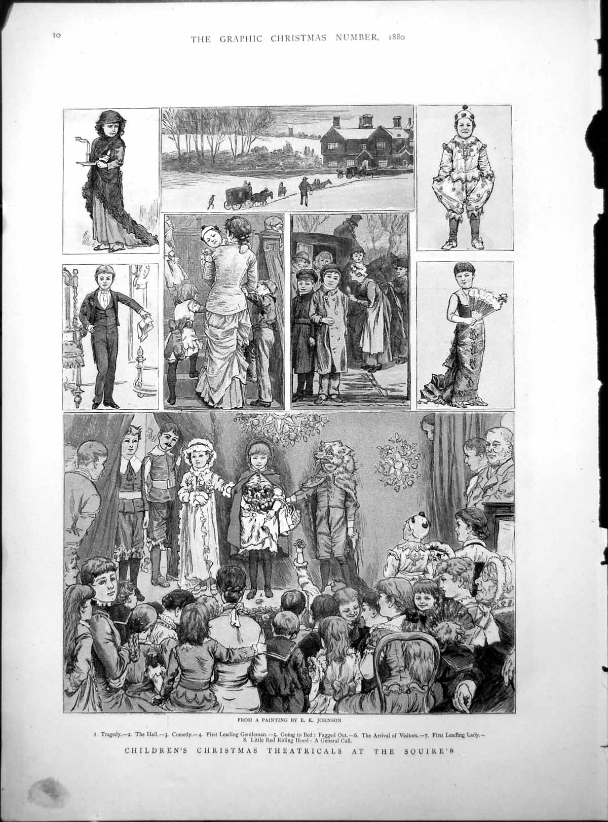 Antique Old Print Childrens Christmas Theatricals Squires Babes In Wood 1880