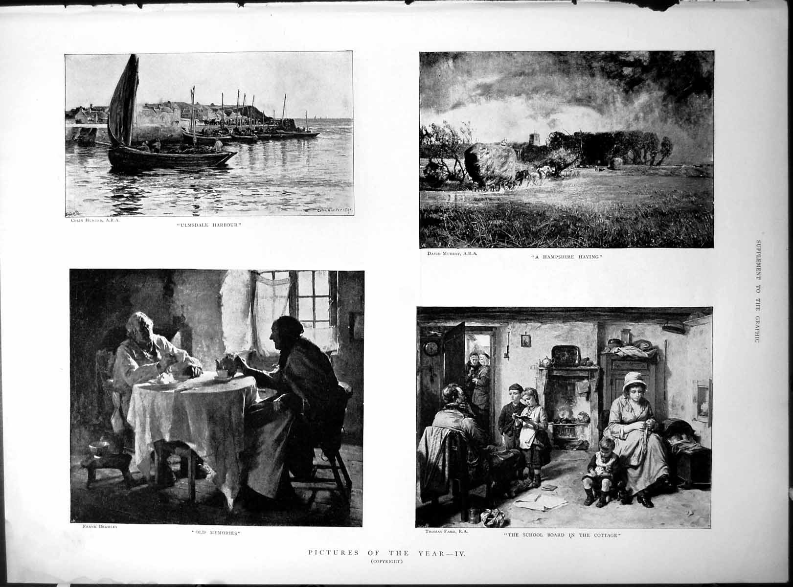 Old Print Ulmsdale Harbour Hampshire Haying Bonnie Prince Charlie C 1890 19th