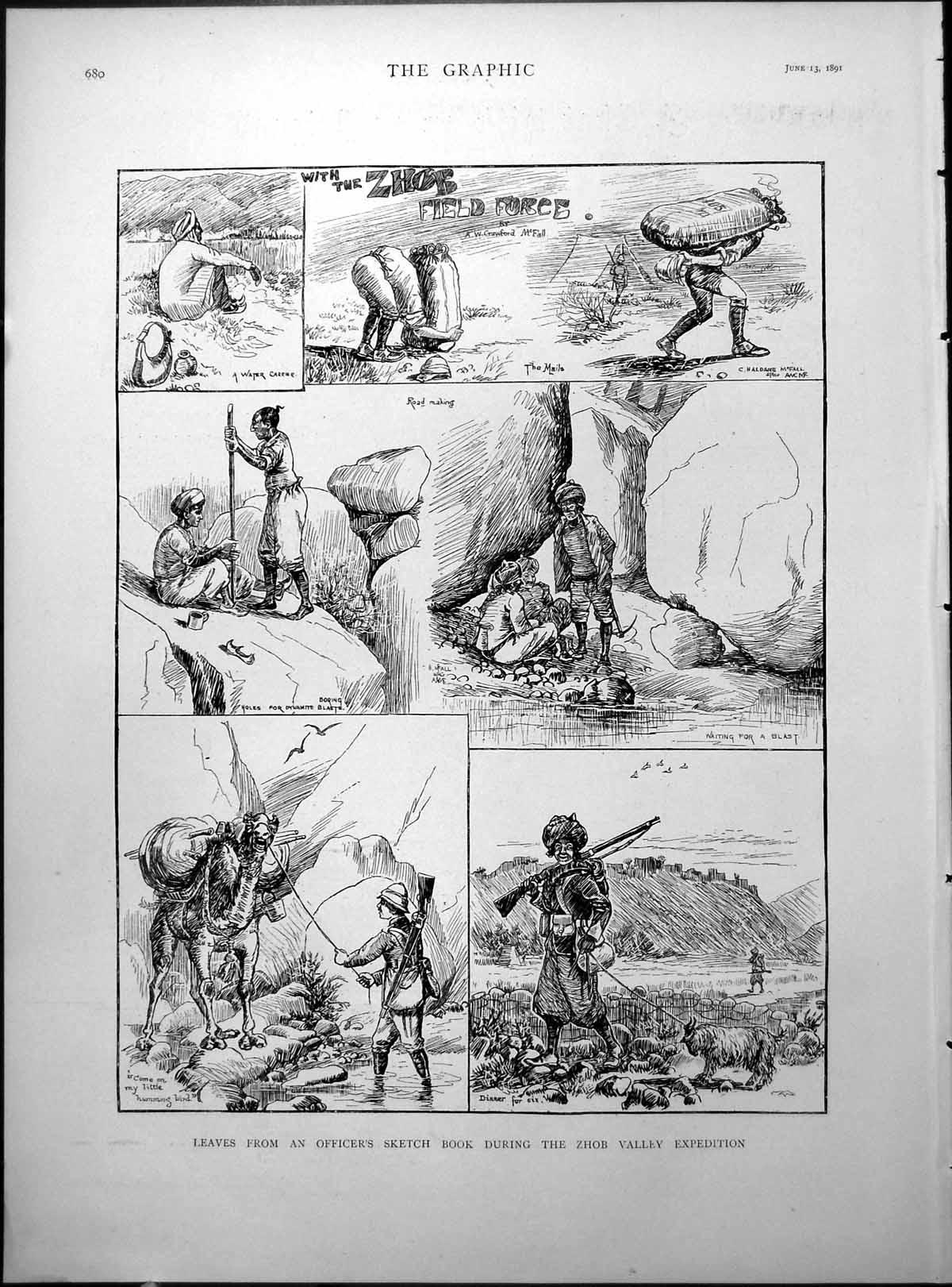 Old Print Officer Zhob Valley Expedition Ex Brigand Finding Albergo 1891 19th