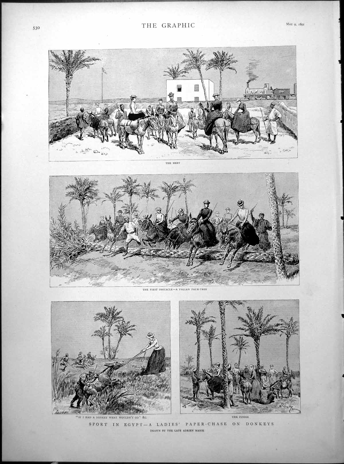 Old Ladies Paper Chase Donkeys Egypt W Whiteway G Emerson M Monroe1891 19th