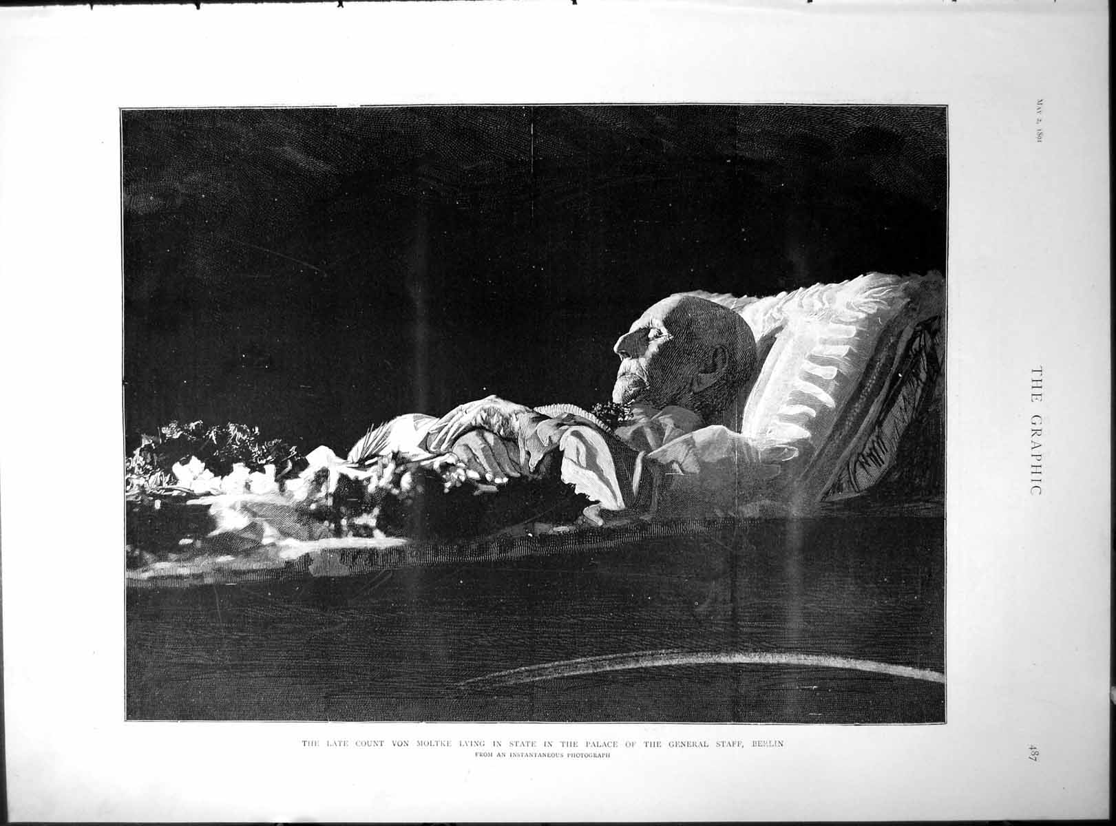 Old Print Count Von Moltke Lying State Berlin Juvenile Ball Mansion House 1891