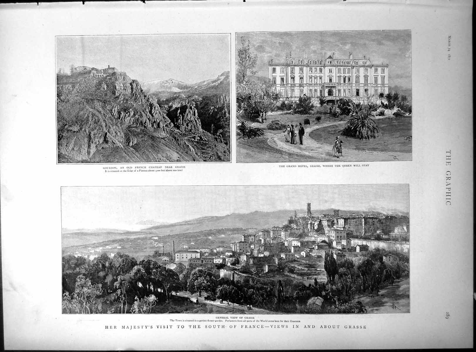 Old Queens Visit South France Grasse Gourdon Saut Du Loup Bridge 1891 19th