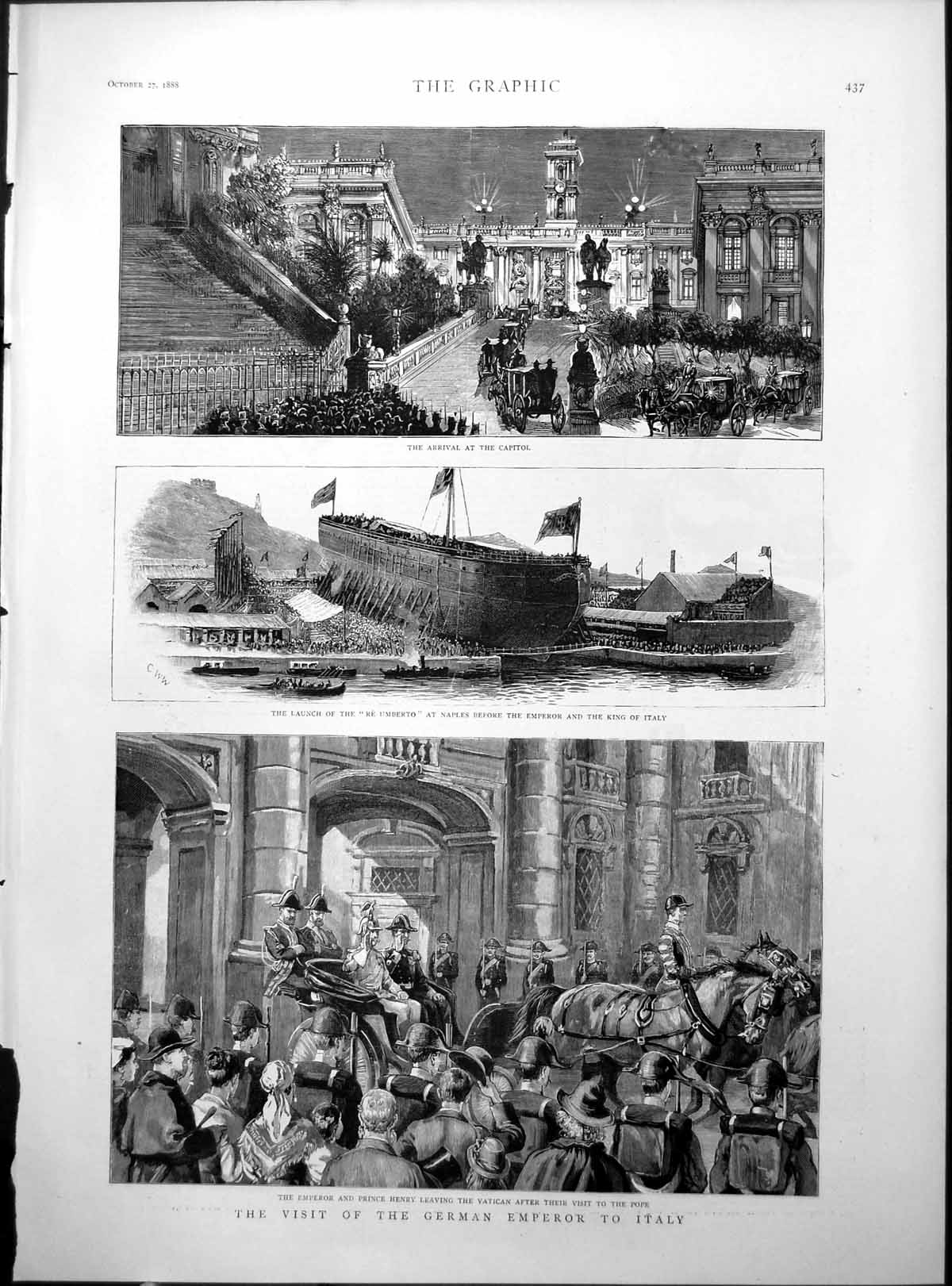 Old German Emperor Italy Reumberto Michael Davitt C Malcolme Wood1888 19th