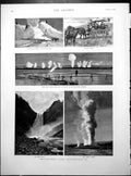 Antique Old Print Yellowstone Park Giant Geyser Cleopatra Hot Springs 1888