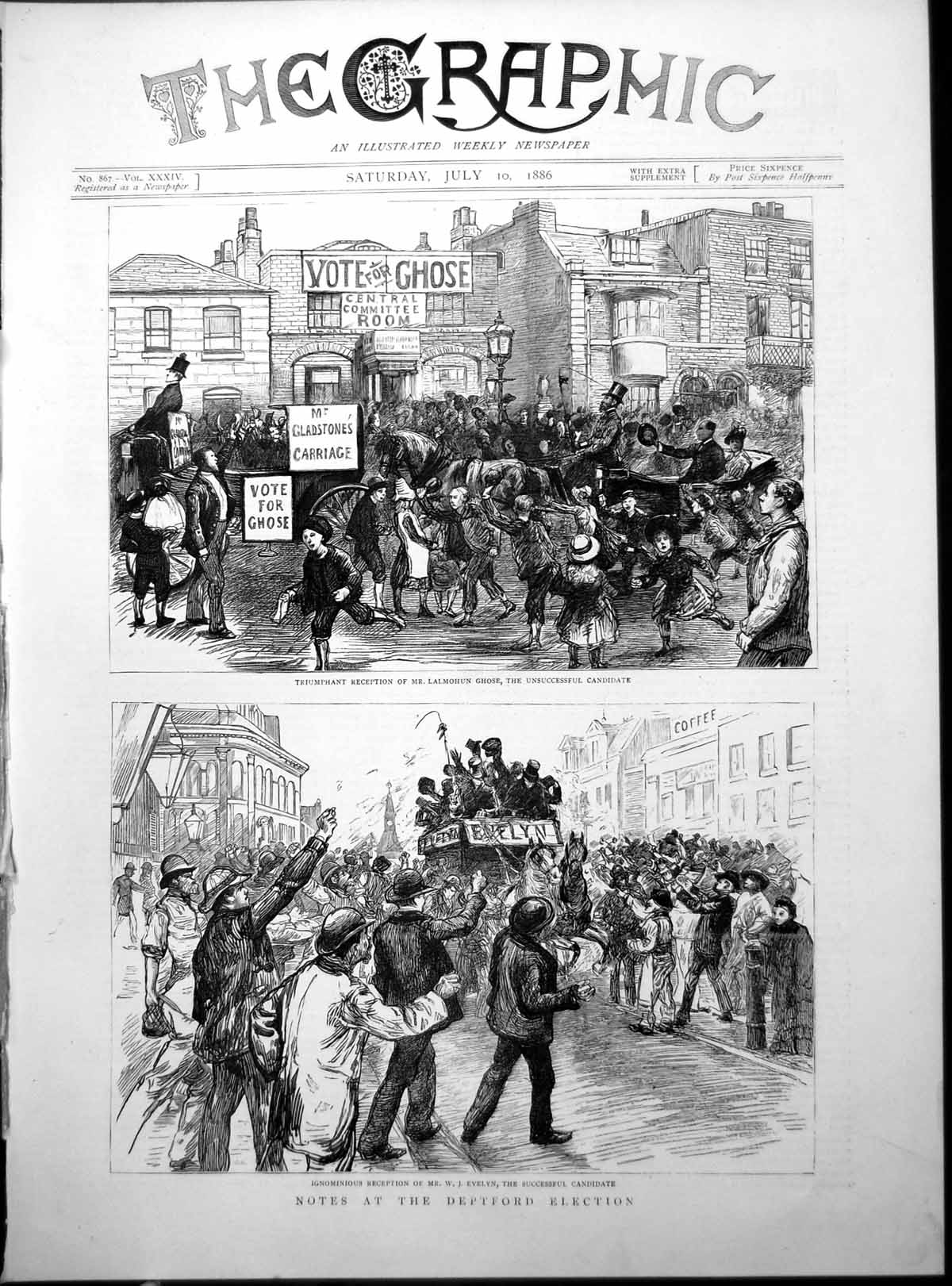 Old Deptford Election W Evelyn Successful Candidate Lalmohun Ghose1886 19th