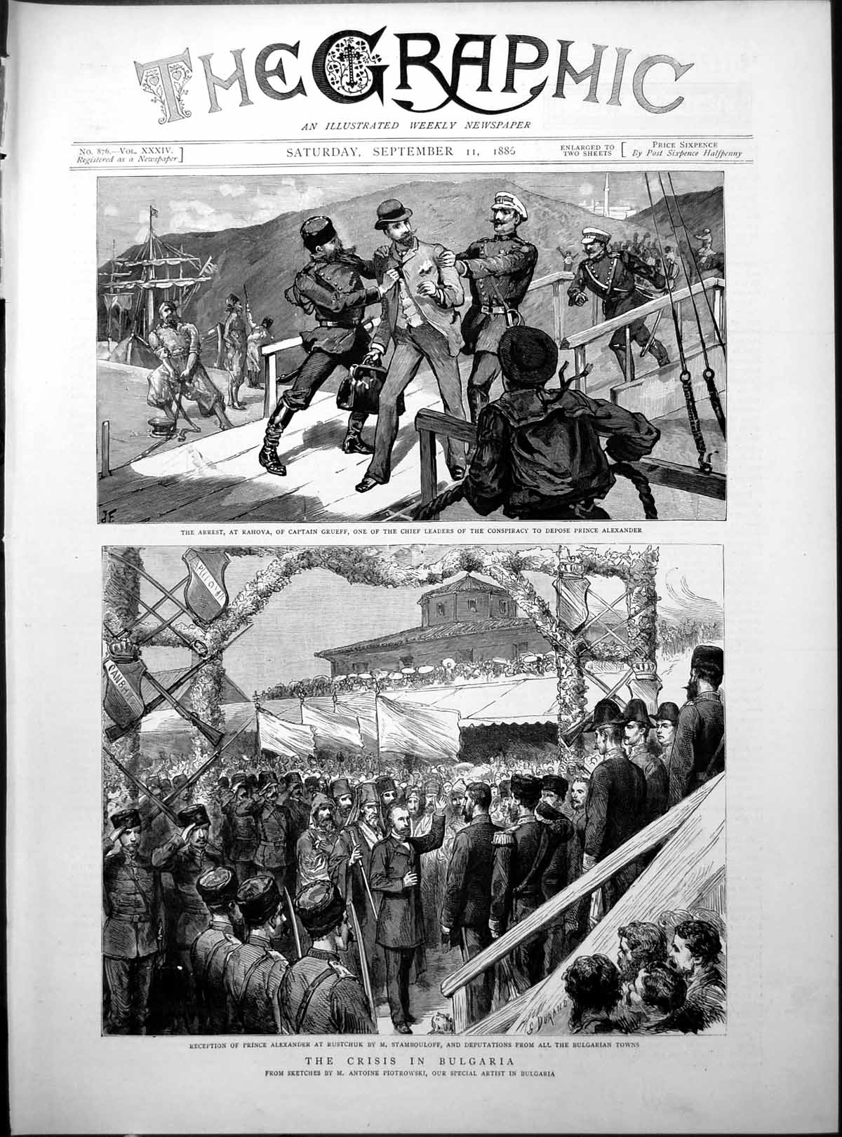 Old Print Crisis Bulgaria Arrest Rahova Capt Grueff Conspiracy Pr Alexander1886