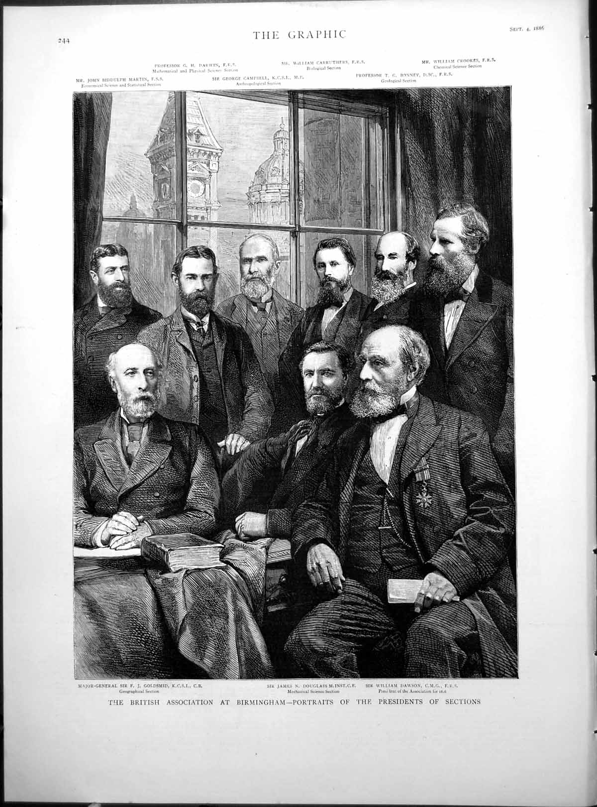 Old British Assoc Birmingham Sir J Douglass Sir Wm Dawson Gsmid 1886 Victorian
