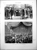 Old Print Queens Visit Edinburgh Executive Council Marquess Lothian 1886 19th