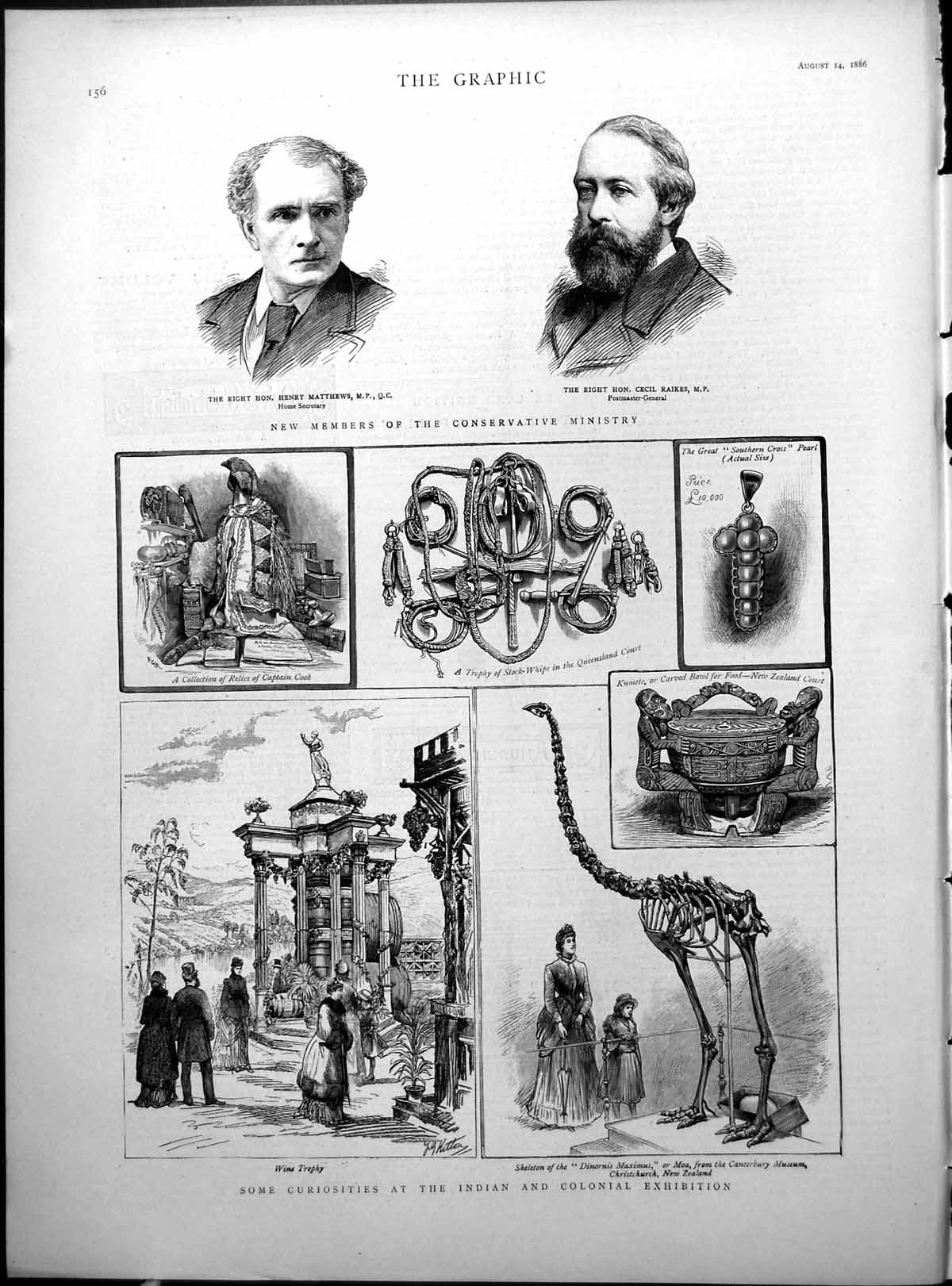 Print Indian Colonial Exhibition Conservative Mps H Matthews Cecil Raikes1886