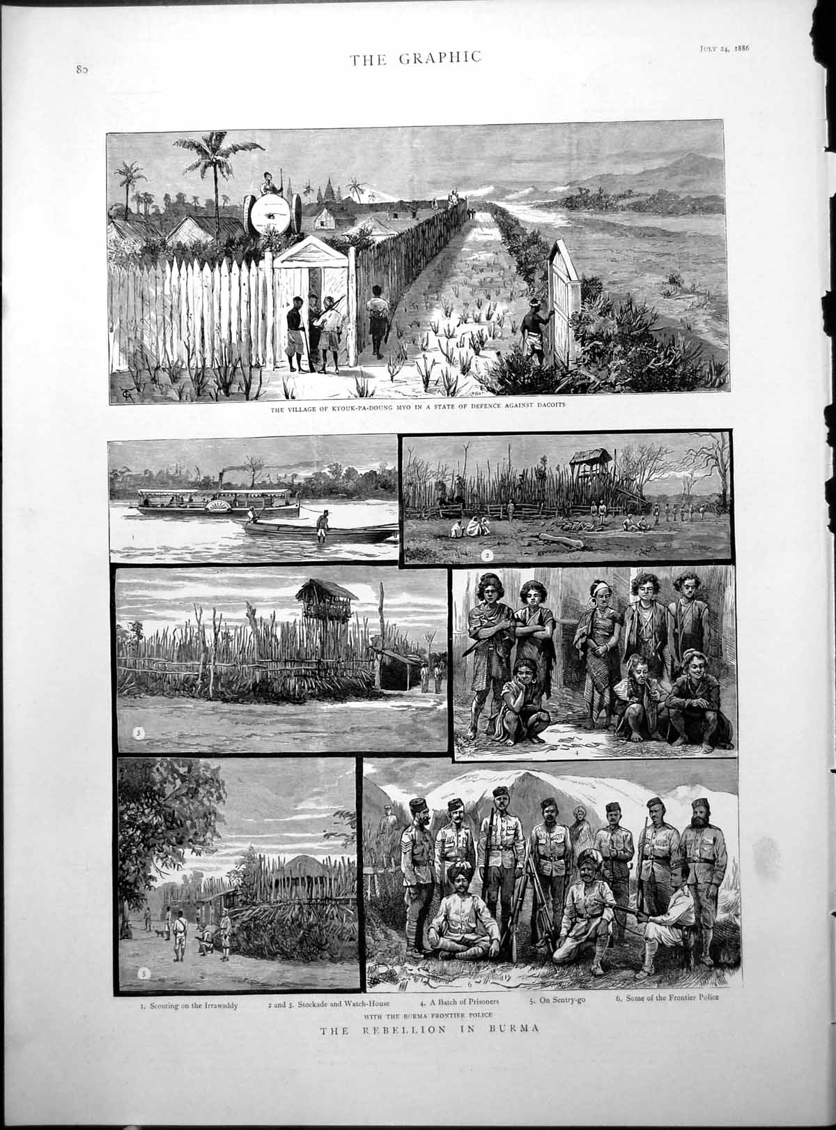 Old Rebellion Burma Scouting Irrawaddy Frontier Police Stockade 1886 Victorian
