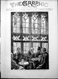 Original Old Antique Print Smoking Room Reporters Gallery House Commons 1886