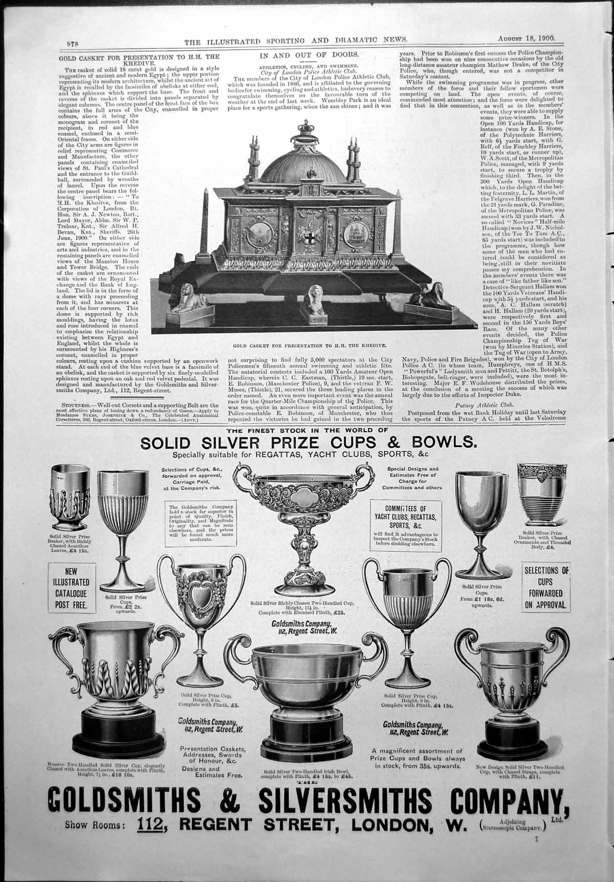 Antique Old Print GCasket Presentation H H Khedive Gsmiths Silversmiths 1900