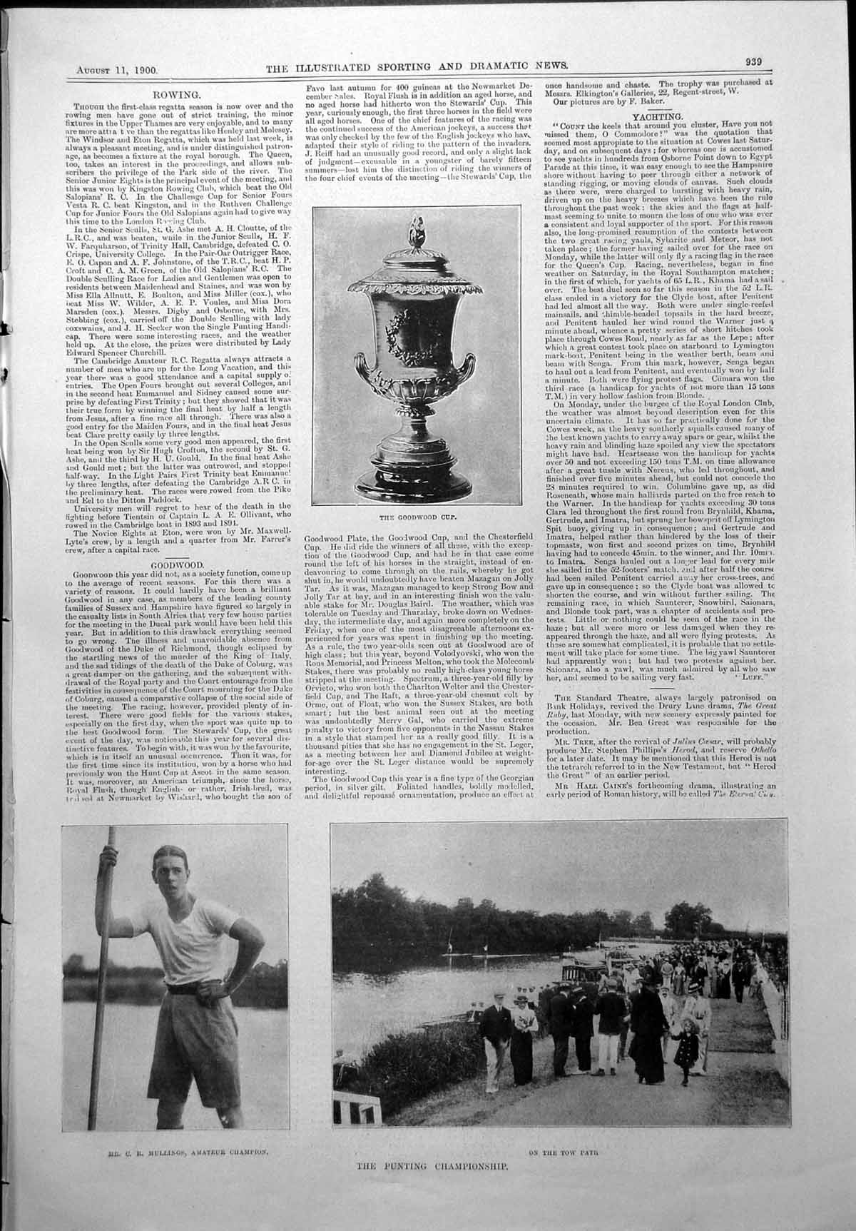 Antique Old Print Goodwood Cup Punting Championship C Mullings Champion 1900