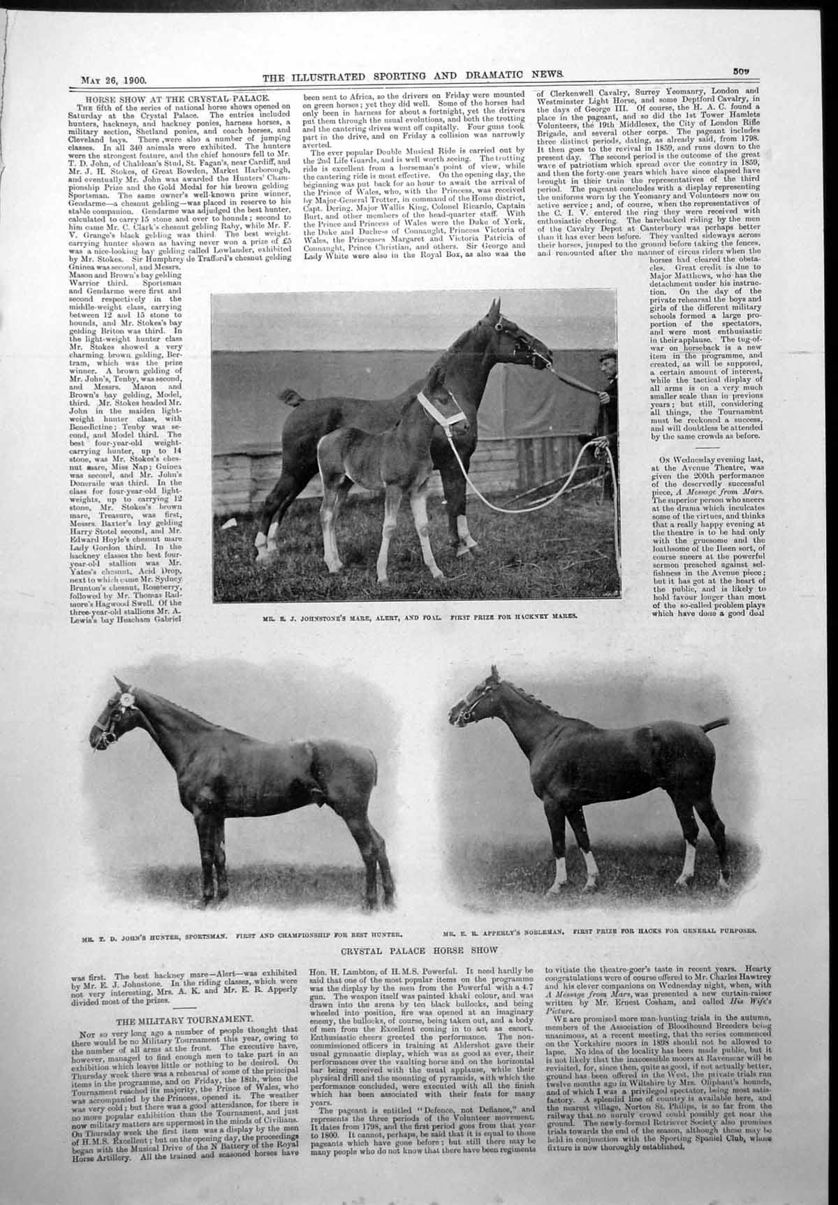 Old Horse Show Crystal Palace E Johnstones Albert Apperlys Nobleman1900 20th