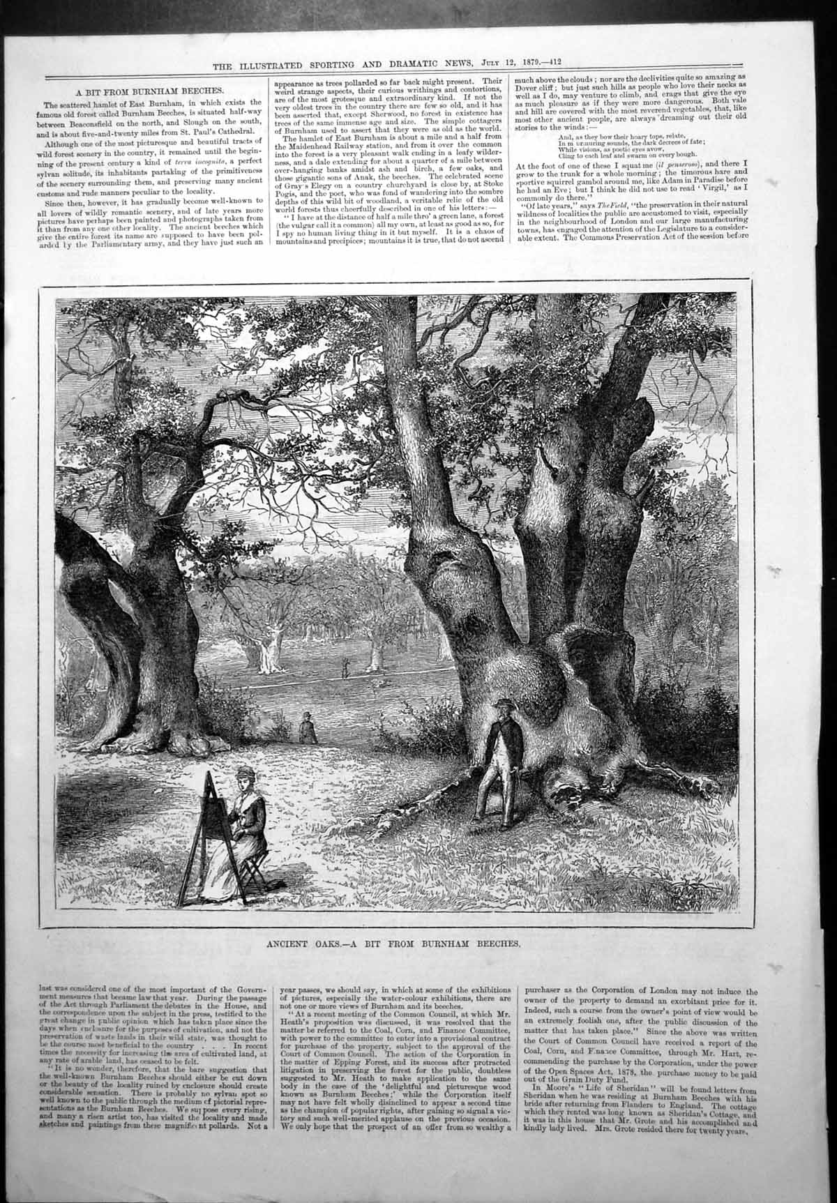 Old Ancient Oaks Burnham Beeches Forest Beaconsfield Slough Artist 1879 19th