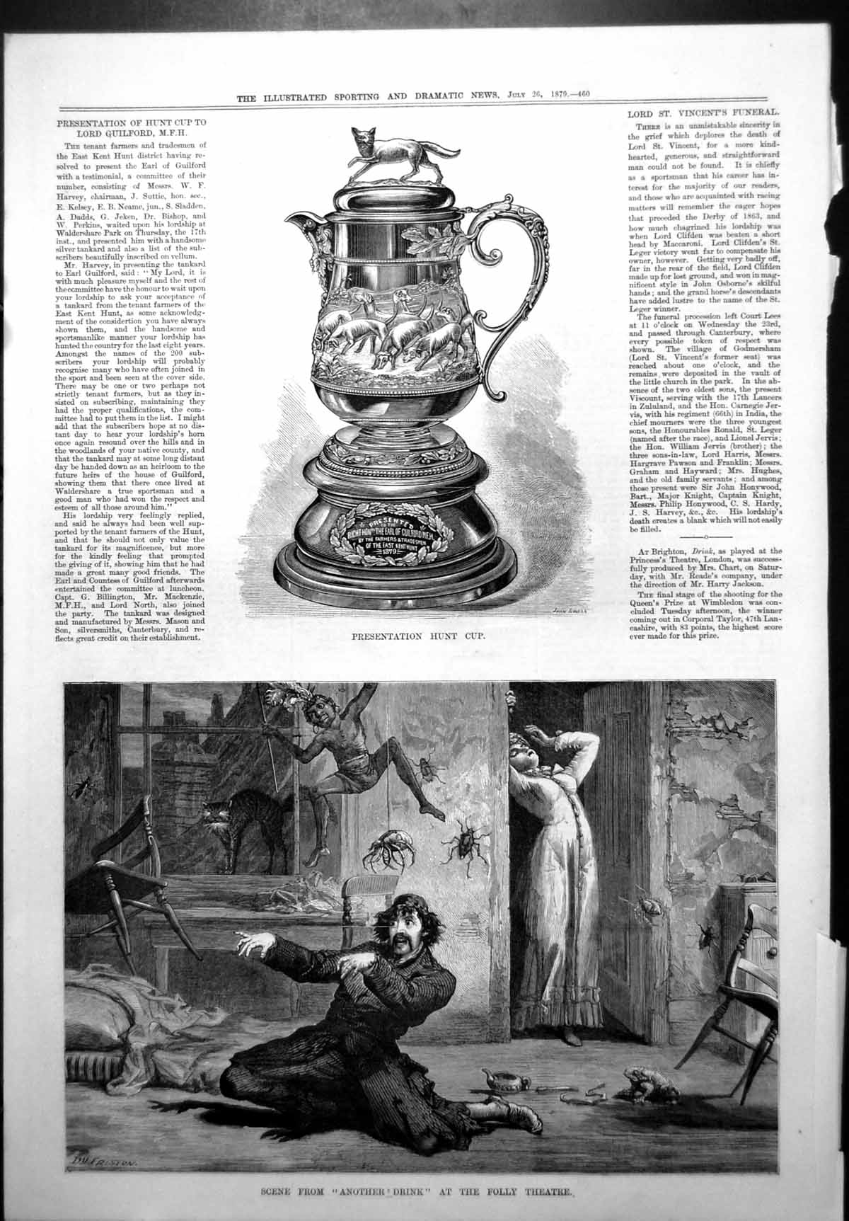 Old Presentation Hunt Cup Lord Guilford Another Drink Folly Theatre1879 19th