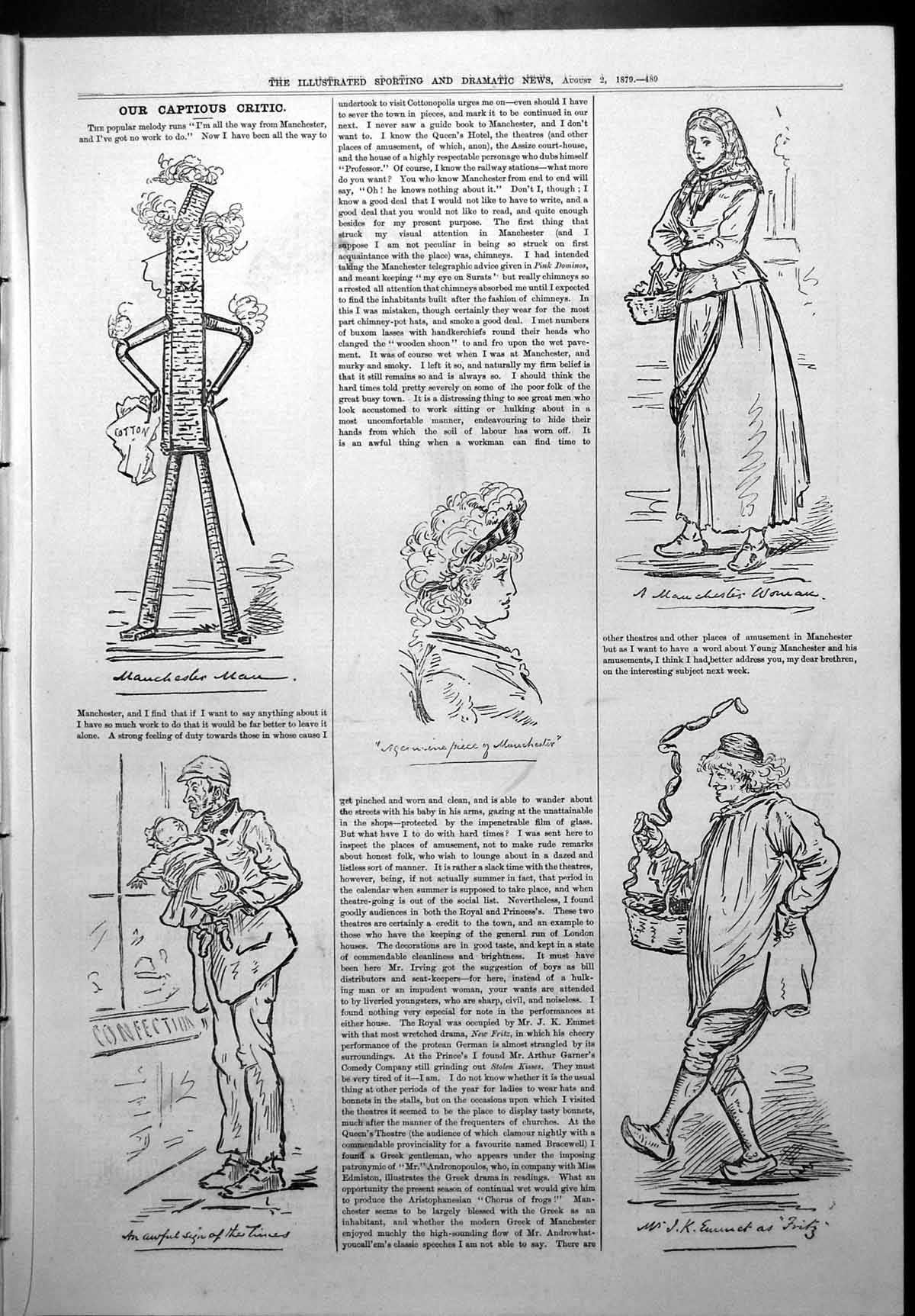 Old Captious Critic Manchester Royal Princess New Fritz Stolen Kiss 1879 19th