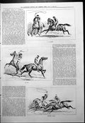 Antique Print Sporting Match Australia Horses Charge Bay Getting Away 1879 19th