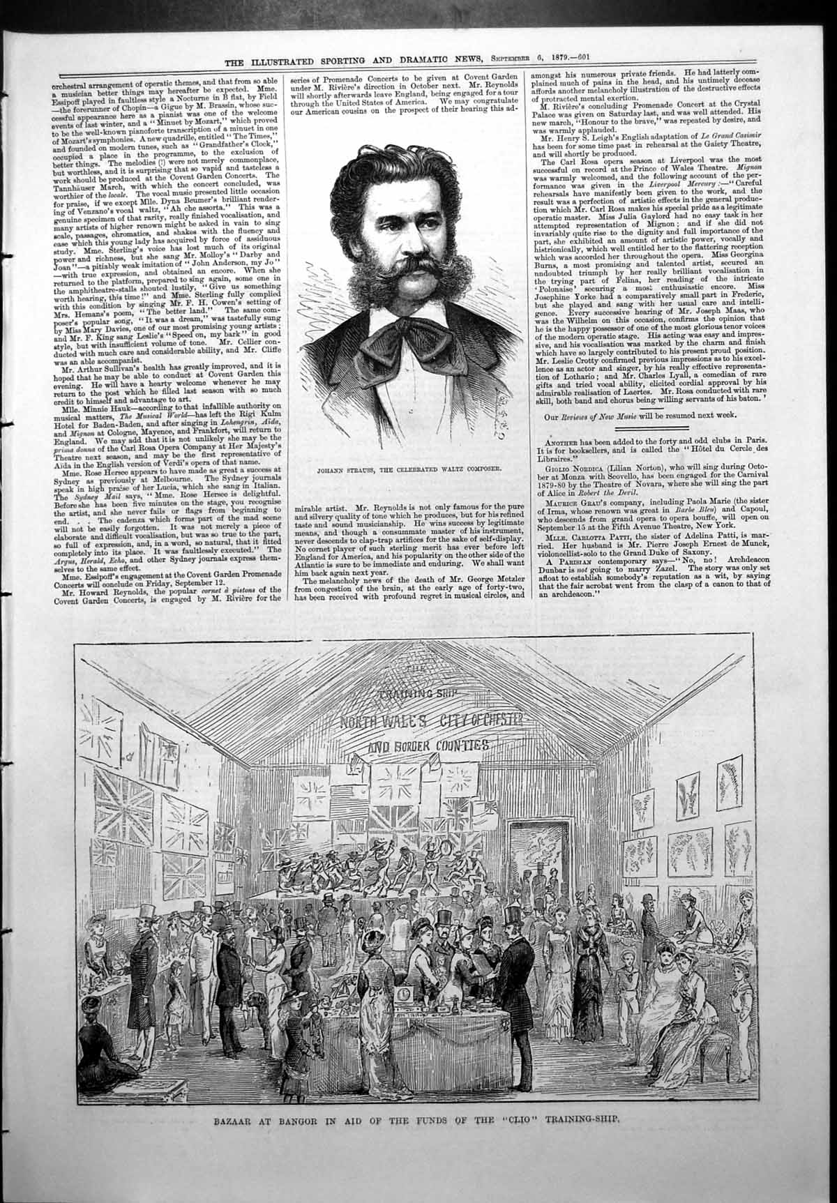 Old Johann Strauss Composer Bazaar Bangor Funds Clio Training Ship 1879 19th