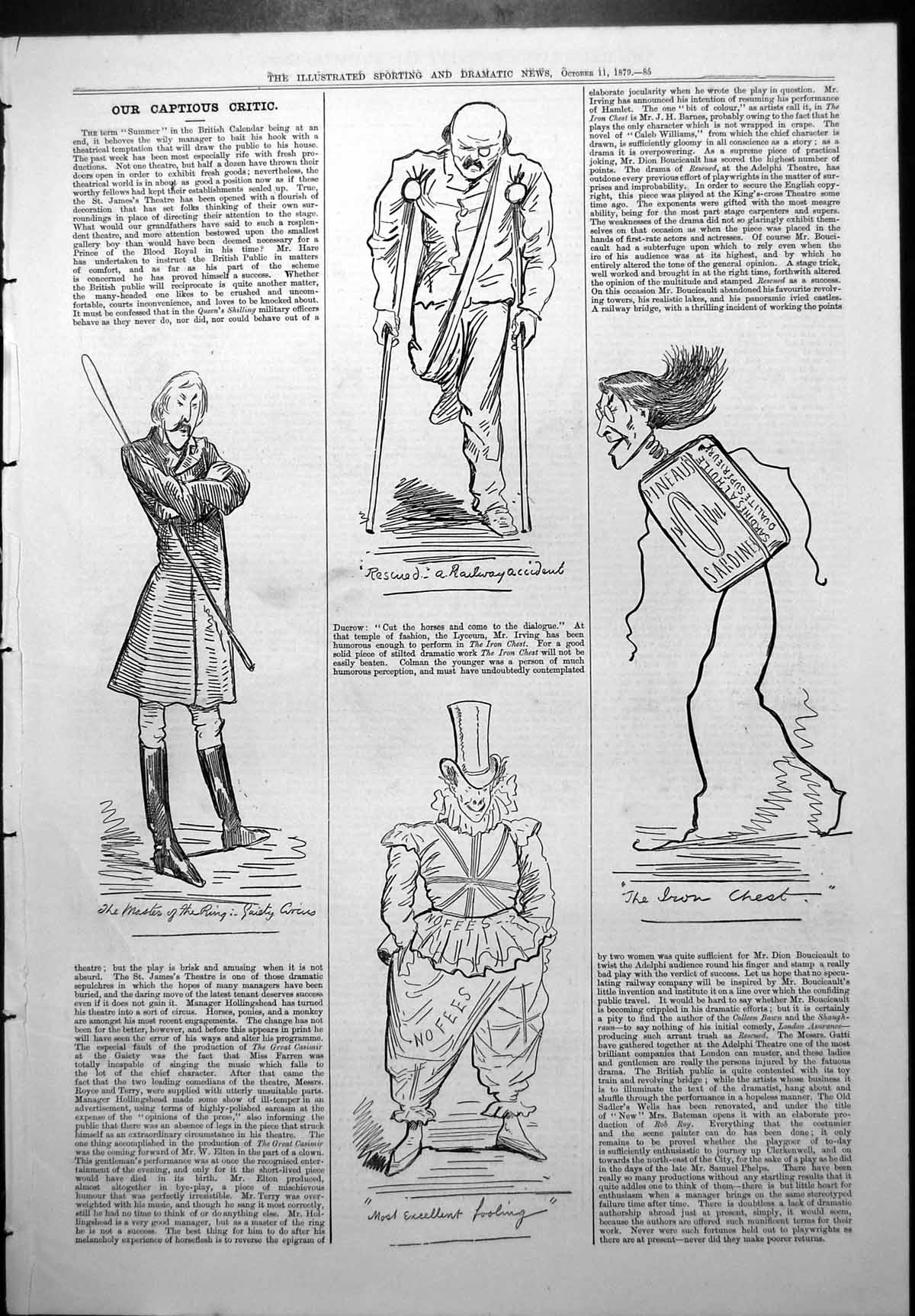 Print Captious Critic Master Ring Gaiety Circus Iron Chest Pineaus Sardines1879