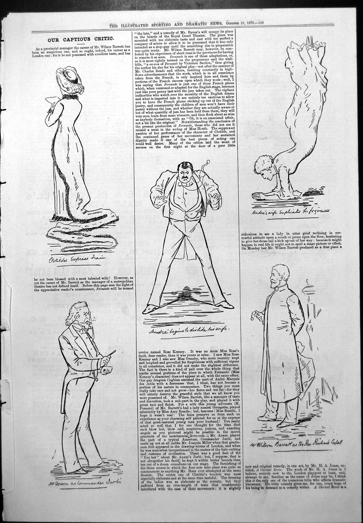 Old Captious Critic Fernande Mr Anson Wilson Barrett Clerical Error 1879 19th
