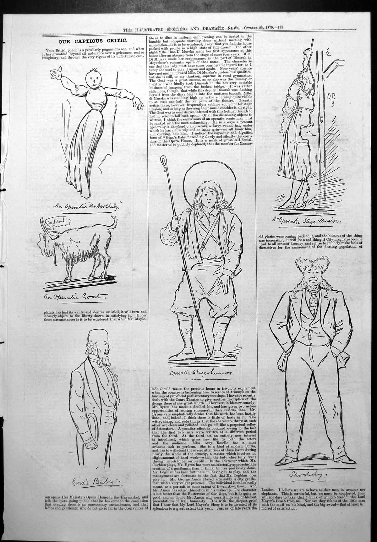 Old Captious Critic British Public Ginos Baby Operatic Stage Humour 1879 19th