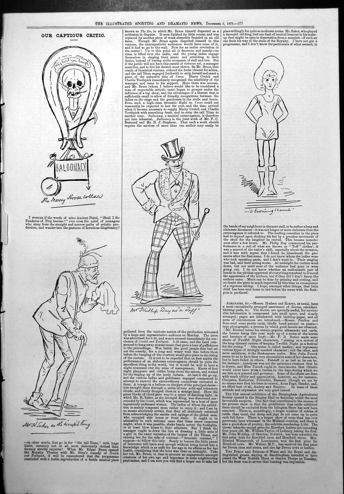 Old Print Captious Critic Baloonacy Merry Horse Collar H Soker Phillip Day 1879