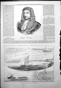 Old Print Henry Purcell Barge Sailing Match Medway Conqueror Chatham 1878 19th