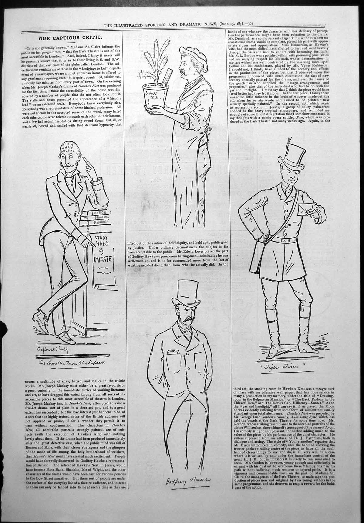 Old Captious Critic Camden Town Shakspeare Godfrey Howe Tiger Tim 1878 19th