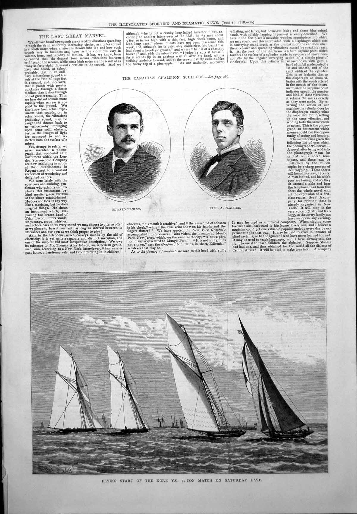 Old Canadian Scullers Edward Hanlon Fred Plaisted Nore Yacht Race 1878 19th