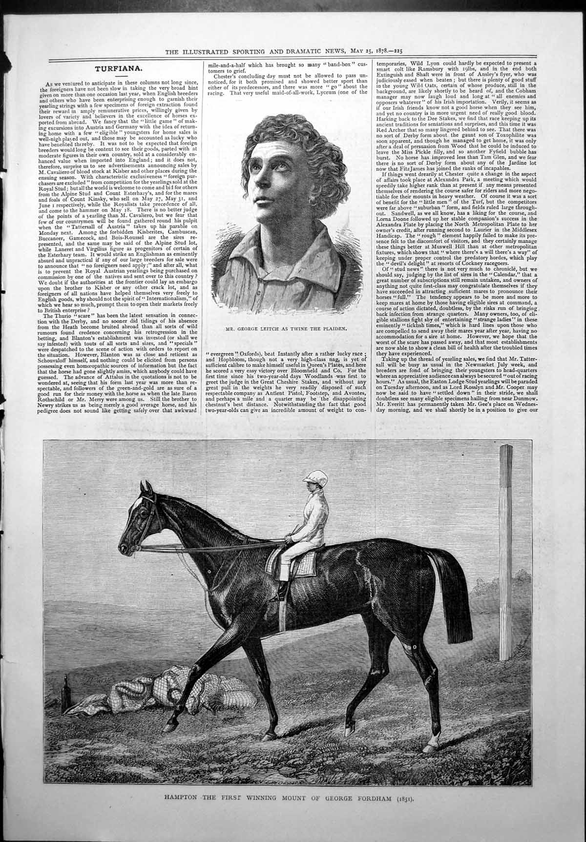 Old George Leitch Twine Plaiden Hampton Winning Mount Geo Fordham1878 Victorian