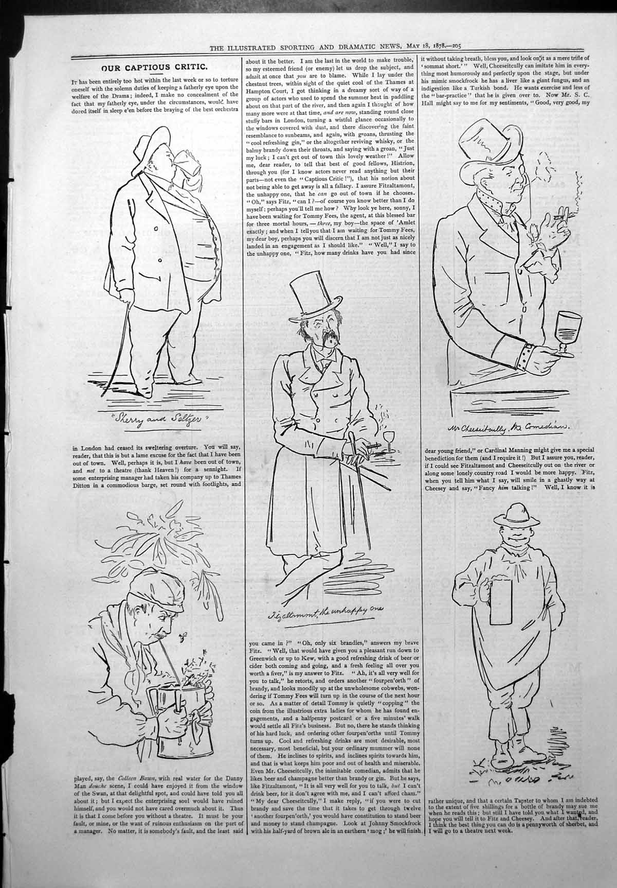 Old Captious Critic Heat London Sherry Fitzaltamont Cheeseitcully 1878 19th