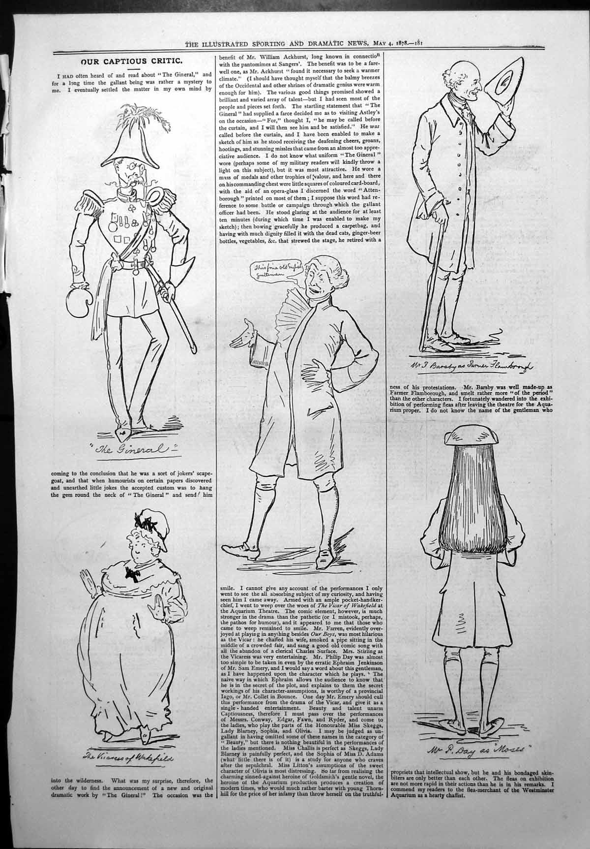 Old Print Captious Critic General Vicaress Wakefield P Day Moses J Barnaby 1878