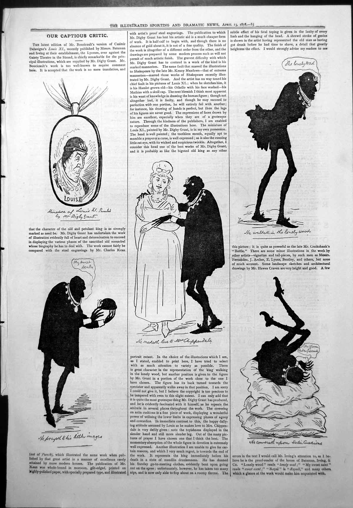 Old Captious Critic Louis X1 Miniature Lyceum Mrs Chipperdale Wood 1878