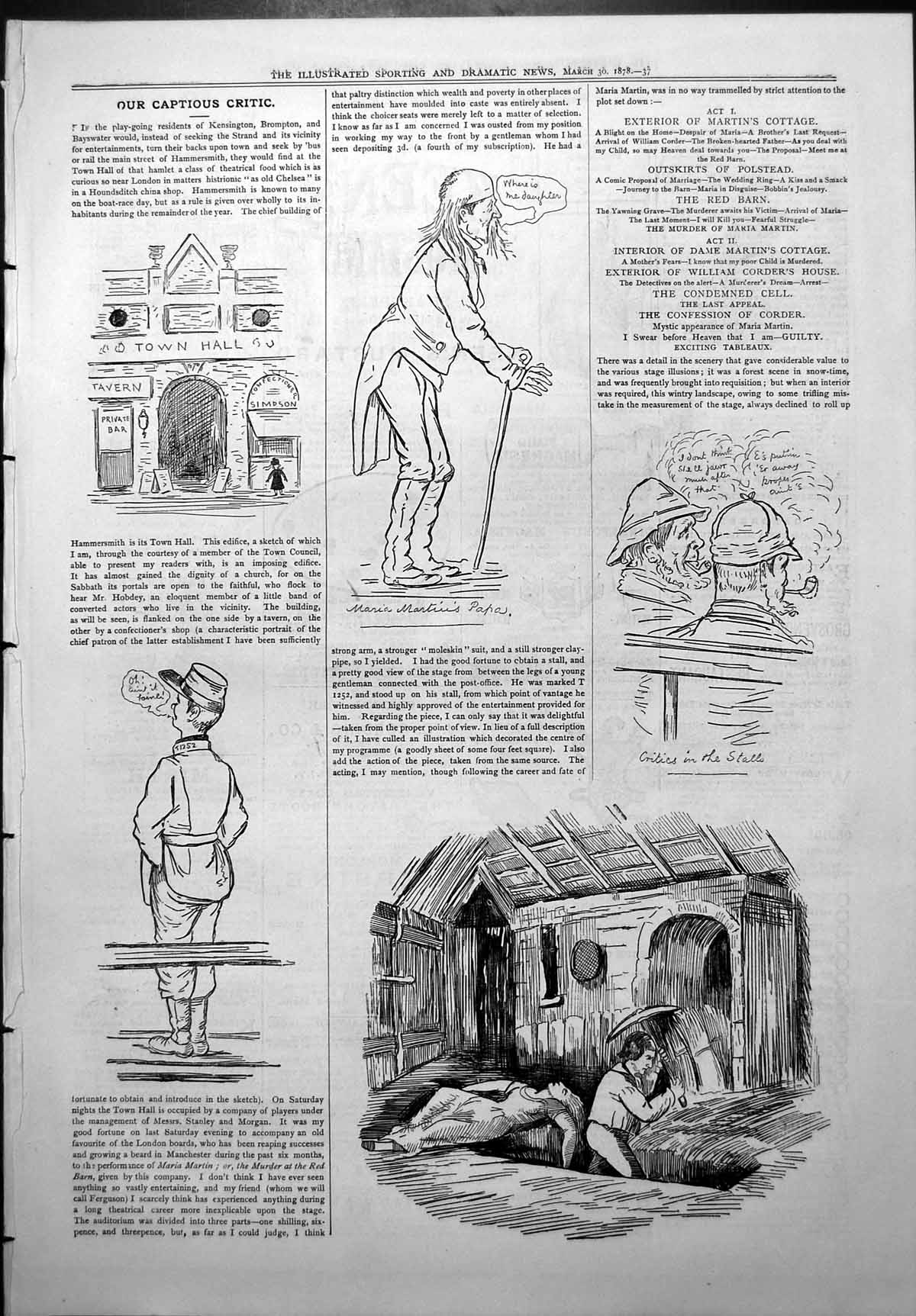 Old Captious Critic Hammersmith Town Hall Theatrical Food M Martine1878 19th