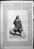 Original Old Antique Print Famous Players Past Mr Charles Macklin Shylock 1878