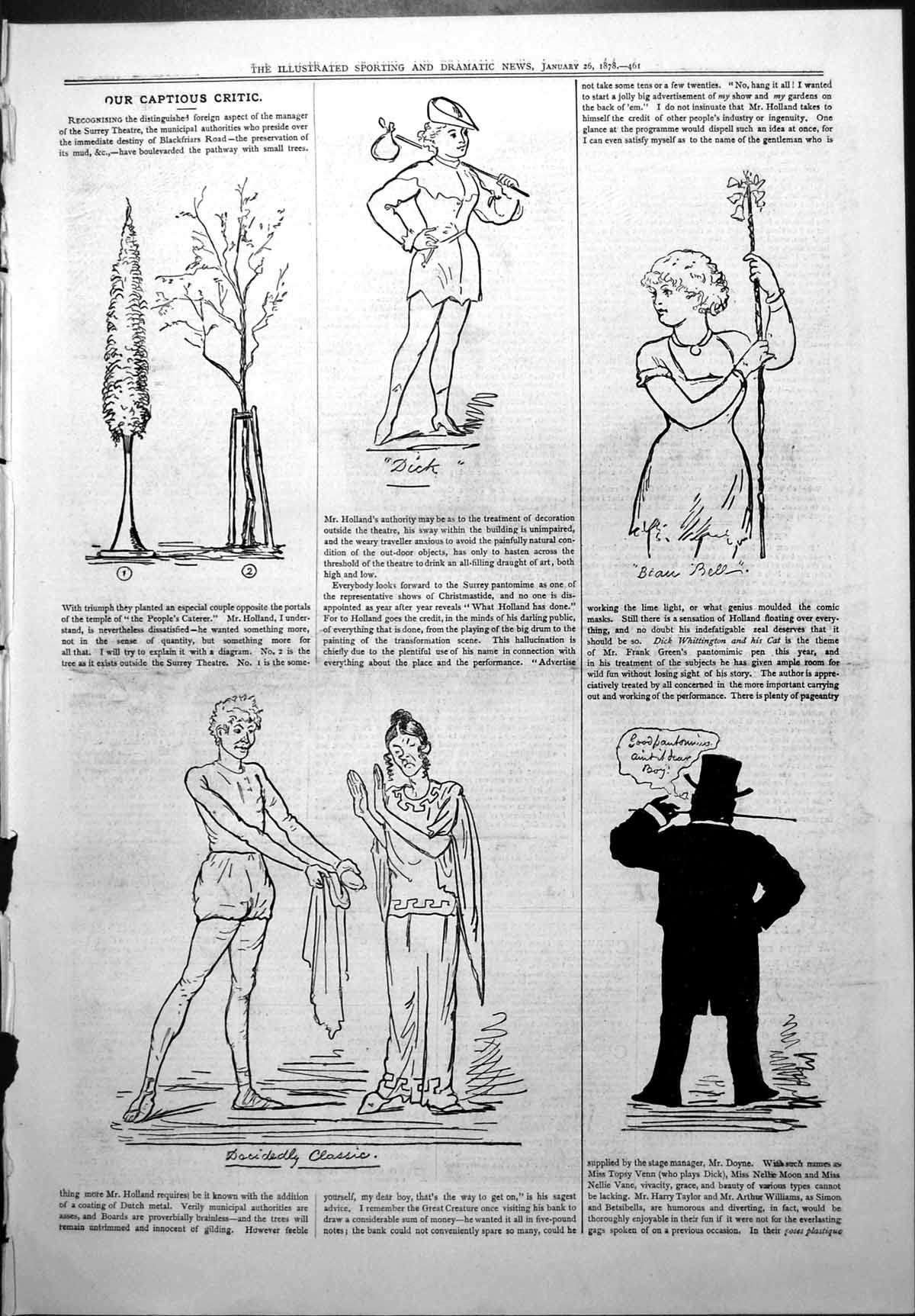 Old Captious Critic Trees Surrey Theatre Dick Bean Bell Mr Holland 1878 19th