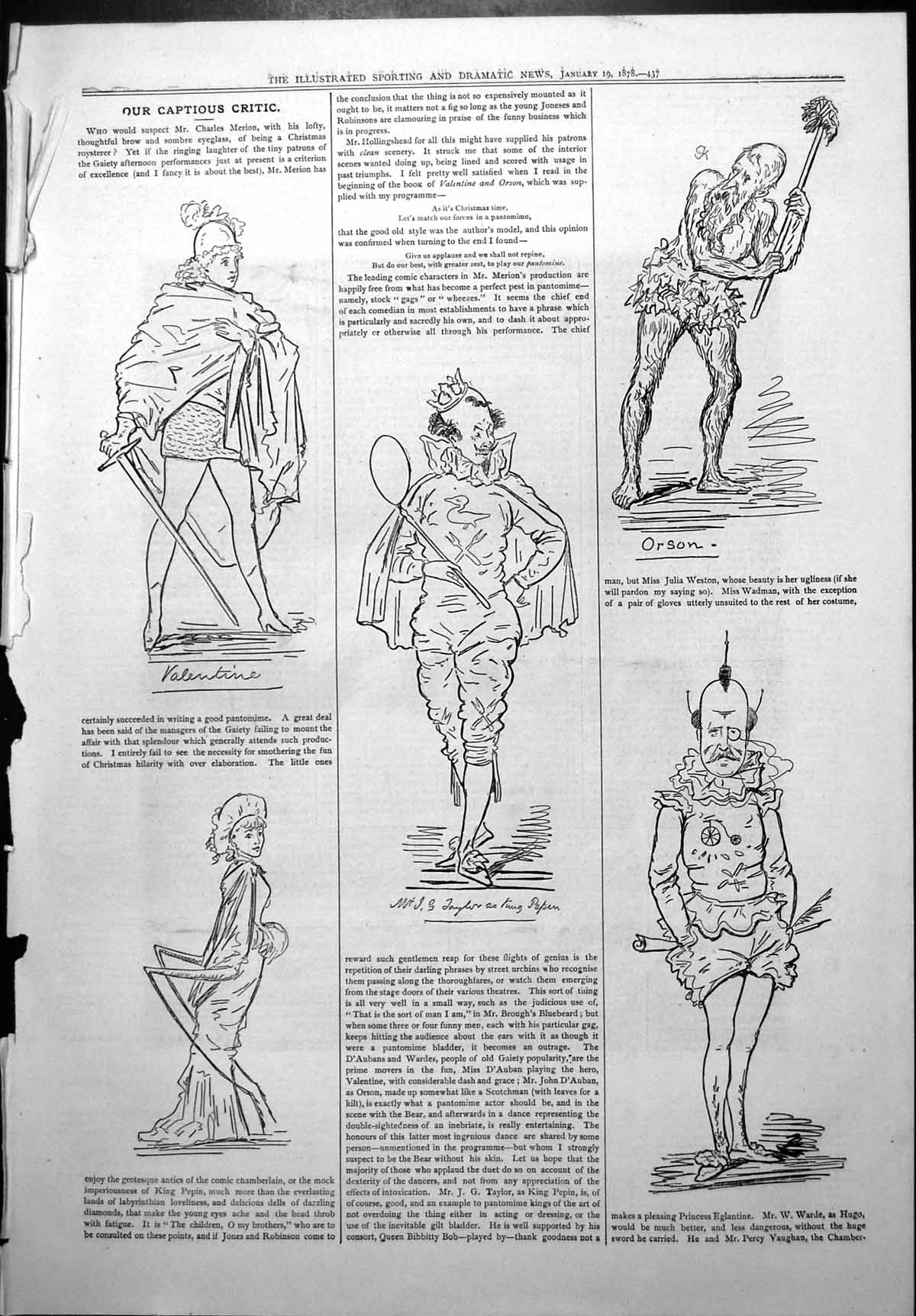 Old Captious Critic Charles Merion Pantomine Gaiety I Taylor Orson 1878 19th