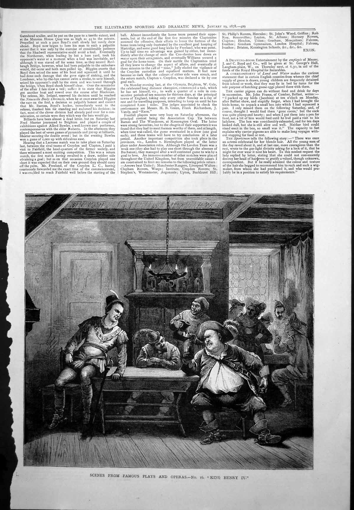 Old Scenes Famous Plays Operas King Henry 1V Drinking Ale Tables 1878