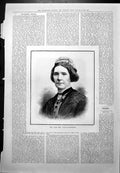 Original Old Antique Print Late Mme Lind-Gschmidt Famous Opera Singer 1887 19th