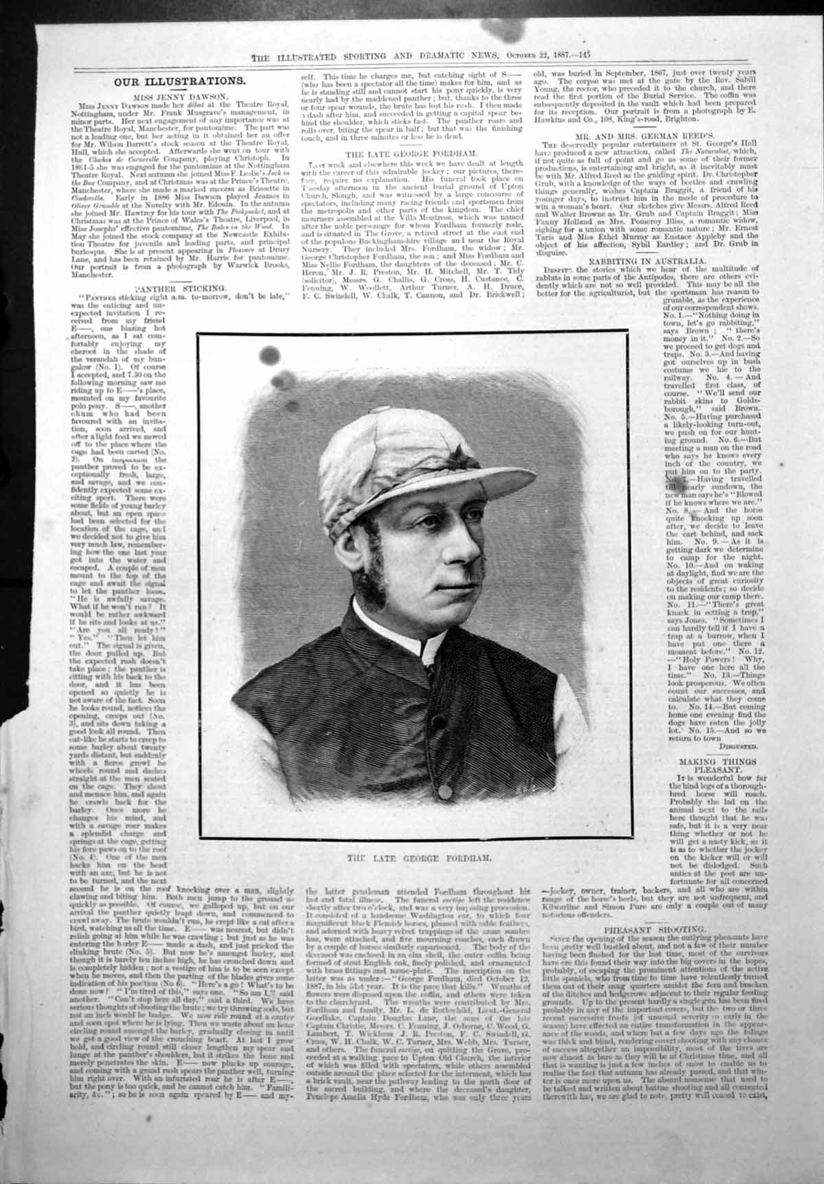 Antique Old Print Late George Fordham Jockey Funeral Upton Church Slough 1887