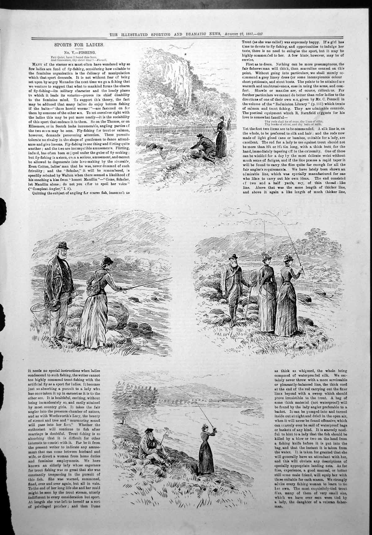 Print Sports For Ladies Fishing Angling Parties Scotch Lochs Fly Fishing 1887