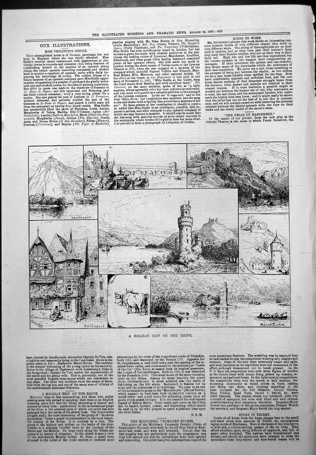 Old Holiday Rhine Coblenz Bacharach Mausethurm Rheinfels St Goar 1887 Victorian